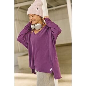 Free People Movement Throw On Layer Long Sleeve Oversized Top Purple Large